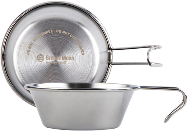 브리즈문 스테인리스 SUS 304 시에라컵 캠핑 휴대용 컵 300ml, 실버, 2개