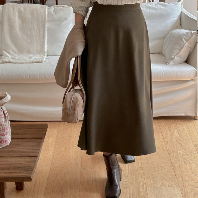 이블렛 빅사이즈 비네티 뒷밴딩 플레어 롱스커트