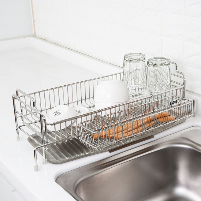 4BNK 올스텐 304 확장형 식기건조대 소, 1단, 실버, 1개