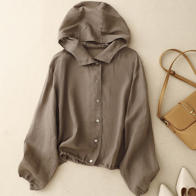 선빛 여성용 모리넬 간절기 데일리 무지 후드 셔츠