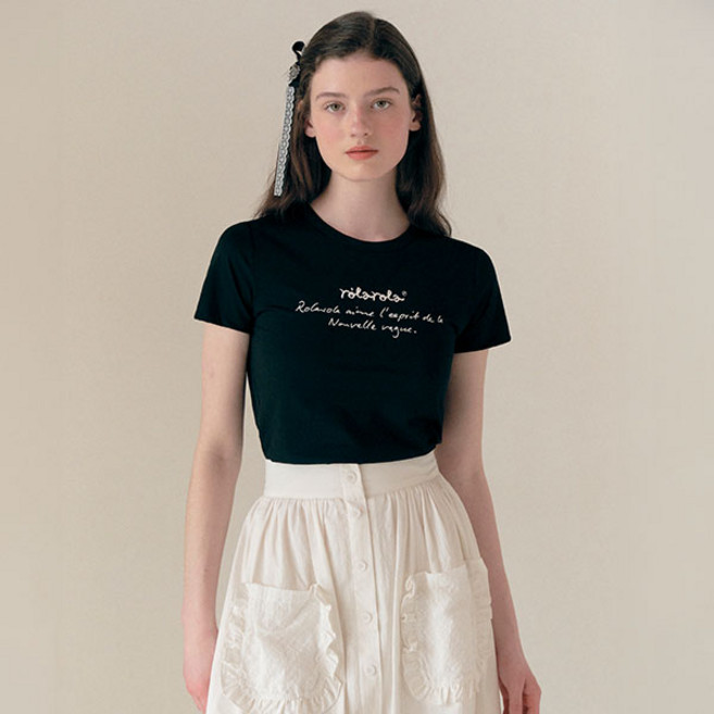 로라로라 여성용 베이직 레터링 티셔츠