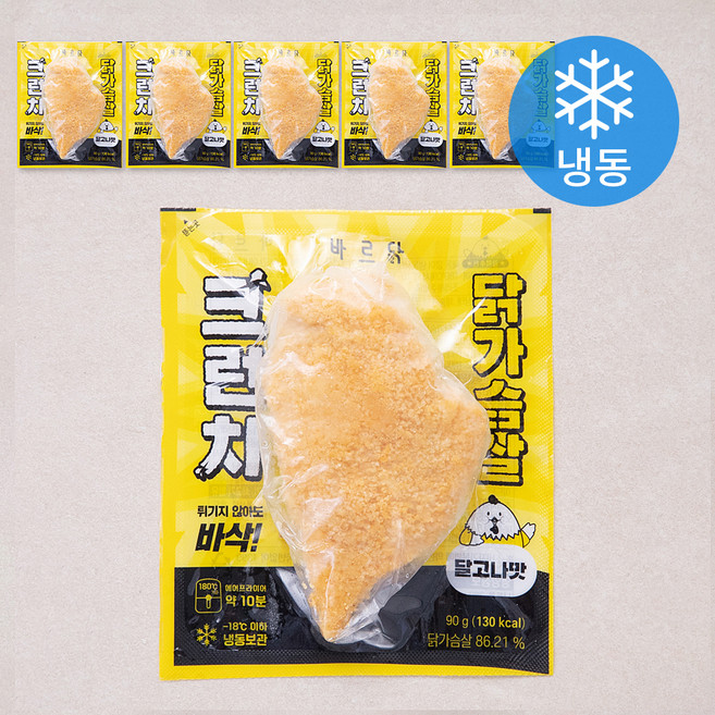 바르닭 크런치 닭가슴살 달고나맛 (냉동), 90g, 1개입, 6개