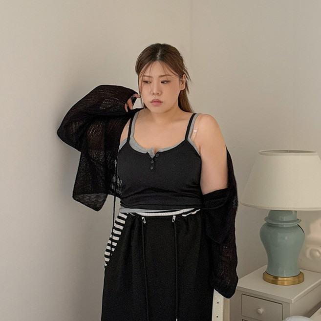 이블렛 여성용 빅사이즈 티로나 리본 니트가디건