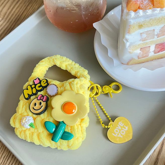 소리달 라초 니트 플라워 하트 가방용 키링 장식 백꾸 + 팬던트 세트