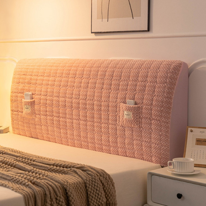 소니오 포켓 그리드 침대헤드 보호커버, 01 핑크, 1개