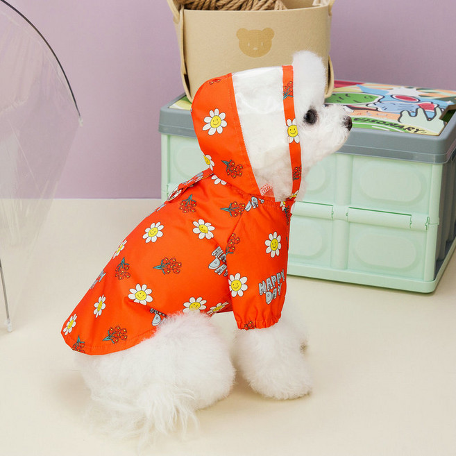 파스텔펫 반려동물 후디 해피데이 우비, 오렌지, 1개