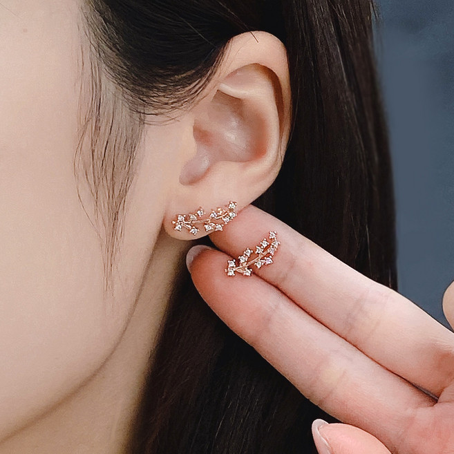 젤루나 여성용 써지컬 나뭇잎 큐빅 스터드 귀걸이 P-1052