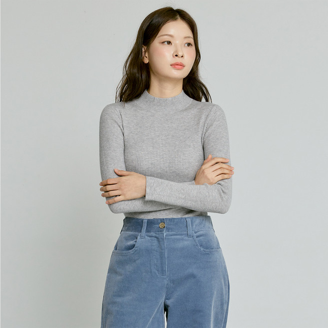 210 edit 女性喀什米爾混紡羅紋半高領T恤 ZZ4SW511