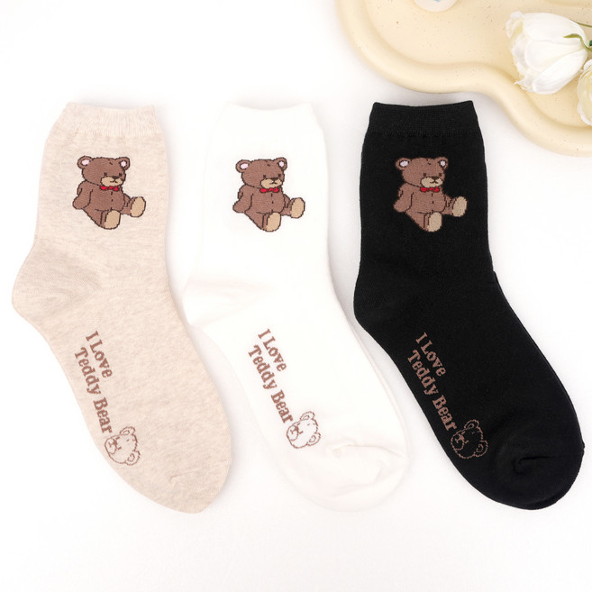 박군 여성용 애니멀 양말 3켤레 세트