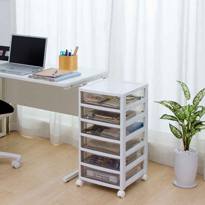 아이리스 SCE 시리즈 이동식 서류 정리함 SCE-600, 6단, 화이트