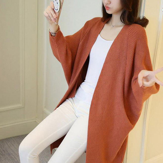 피어니스트 여성용 가오리핏 골지 롱 니트 가디건