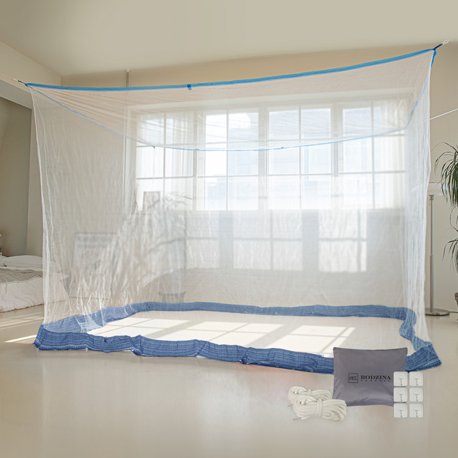 RODZINA 方形蚊帳, 方形 透明色 + 藍色