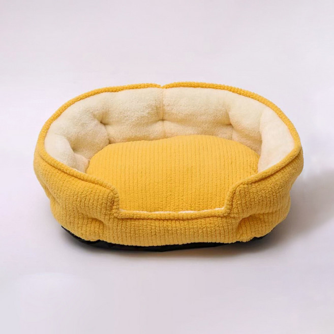파스텔펫 반려동물 컬러 코듀로이 쿠션방석, 옐로우, 1개