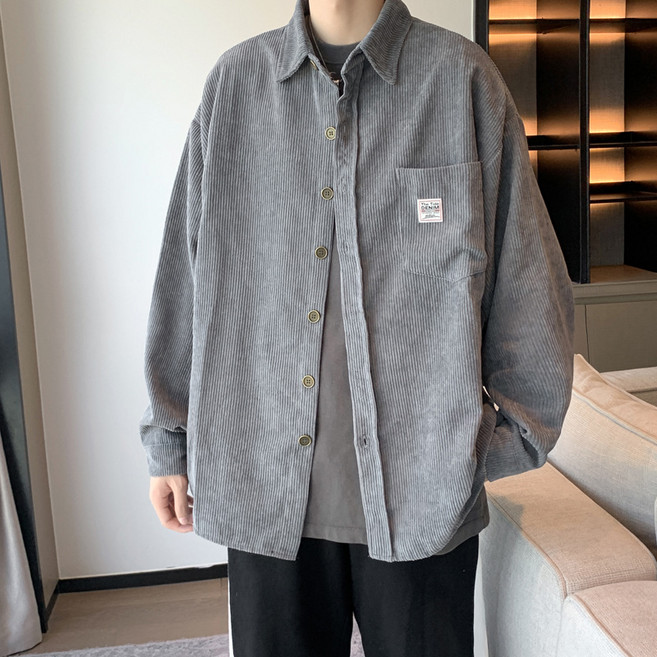 SUPAUNTO 남녀공용 오버핏 코듀로이 셔츠