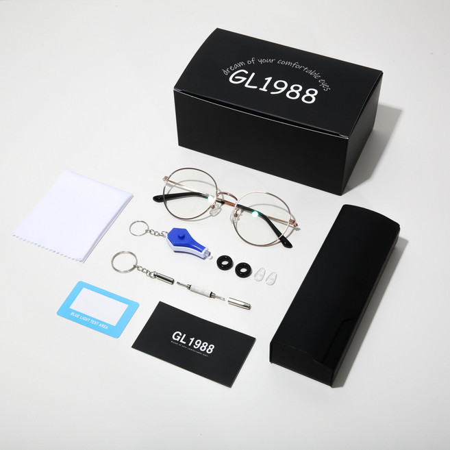 GL1988 驗光師製作 抗藍光眼鏡 細框 玫瑰金 52