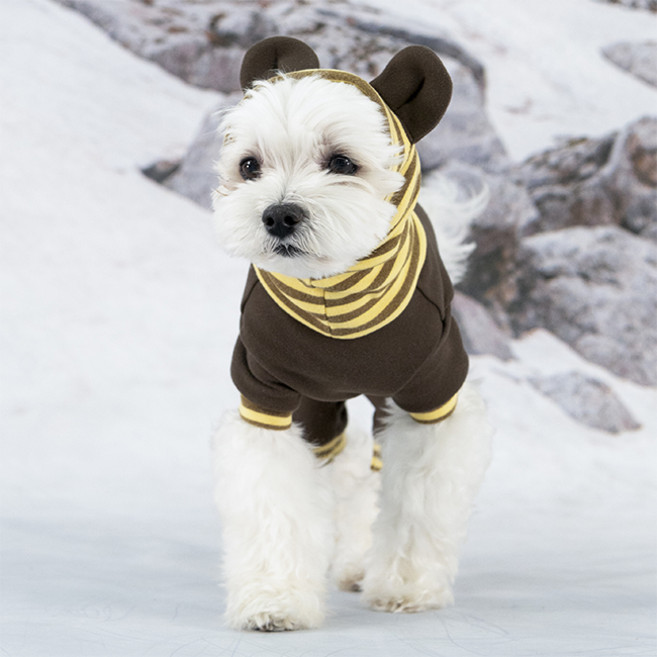 올치 반려동물 스트라이프 테디 스누드 하네스 올인원 OJ6872, 브라운, 1개