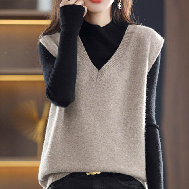 andstyle 女款羅紋V領基本款針織背心 261389