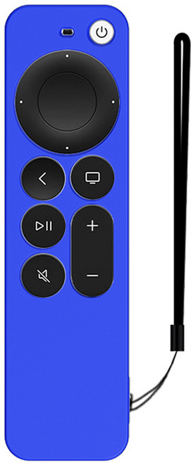 GRAYCO 2021 애플 TV 4K 6세대 리모컨 컬러 풀커버 케이스 BLACK + 손목 스트랩, BLUE, 1개