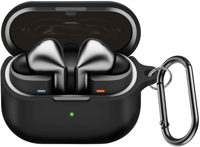 사인포스트 버즈3 / 3Pro / 3FE 범용 실리콘 카라비너 케이스, 블랙, 1개