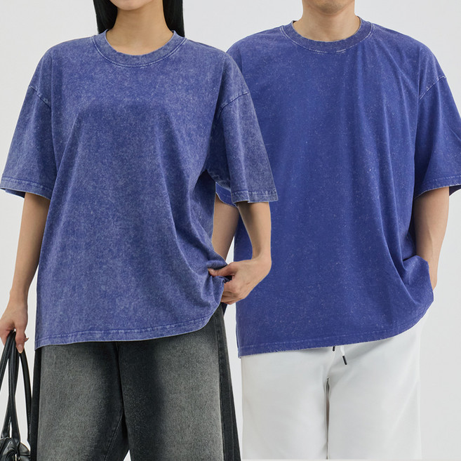 엘쏘 남여공용 루즈핏 피그먼트 워싱 반팔티