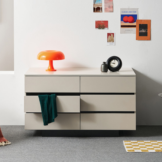 도모디자인 카르테 와이드 3단 6칸 서랍장 1200 방문설치, 매트 아이보리, 6개