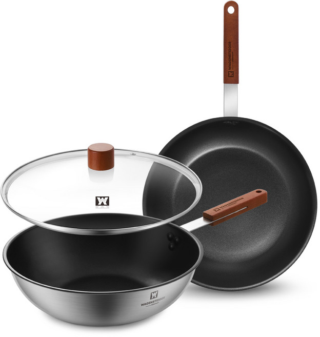 바겐슈타이거 인덕션 스타크 스텐 코팅 후라이팬 세트 3개, 혼합색상, 프라이팬 28cm + 궁중팬 28cm + 유리뚜껑 28cm, 1세트