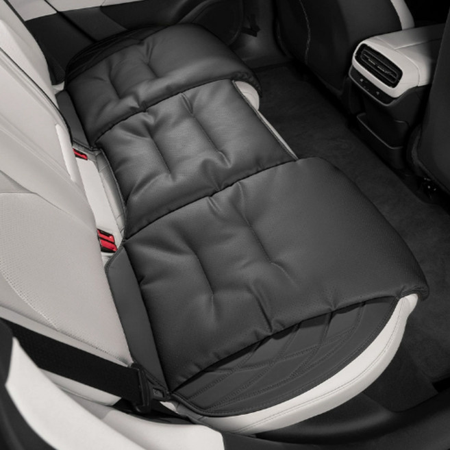 오토크루 차량용 시그니처 가죽 카시트 보호매트 뒷자석, 시크블랙, 1개