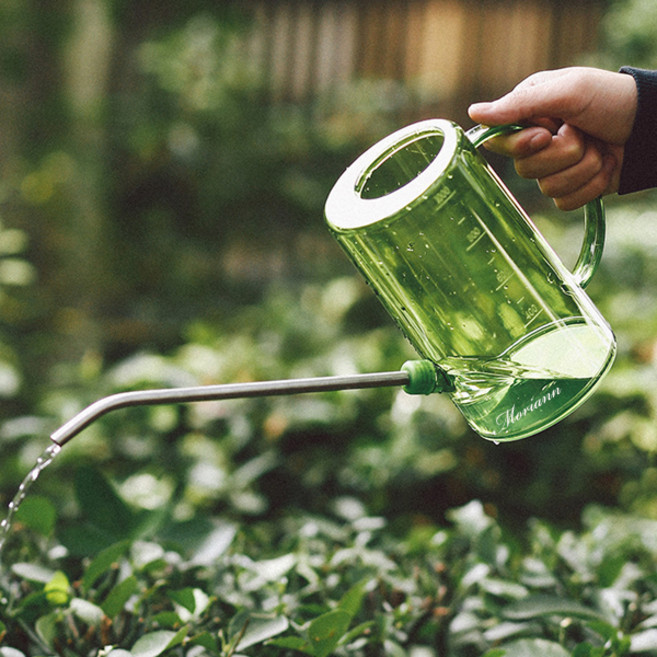 모리앤 롱튜브 심플 물조리개 1000ml + 스티커 랜덤발송 세트, 1개, 그린