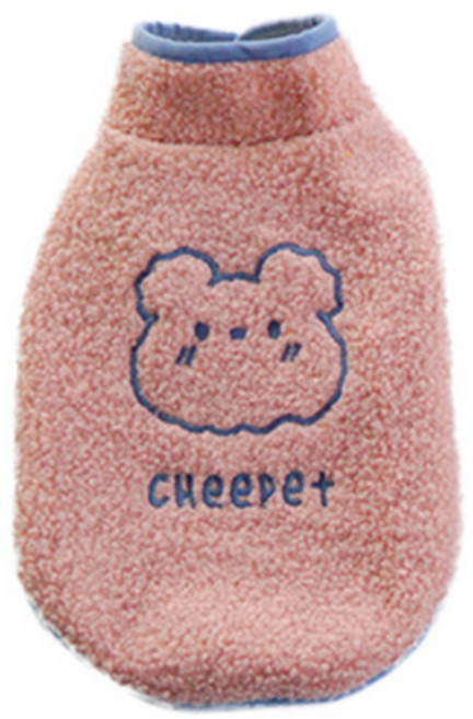 강아지 테디베어 자수 뽀글이 양털 후리스 조끼 PRDP016, 핑크, 1개