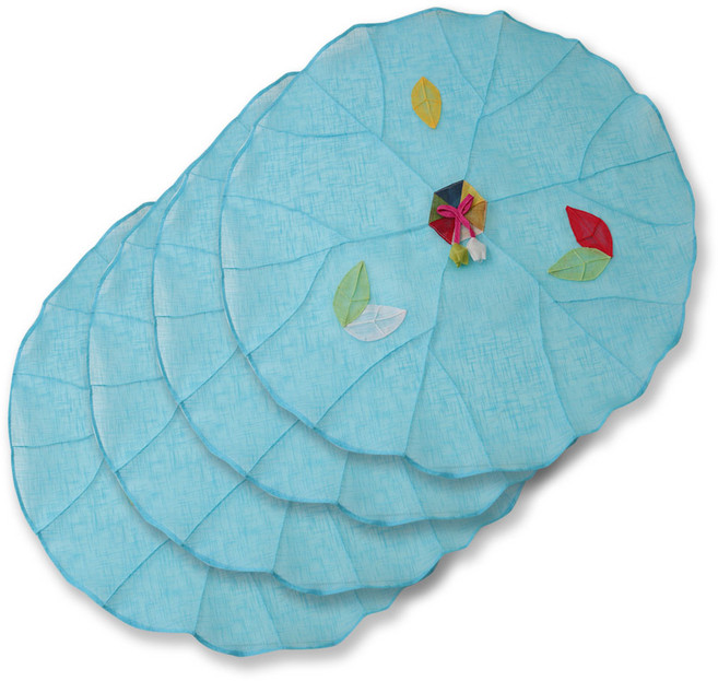 해피툴 나뭇잎 모시 조각 밥상보 블루, 4개