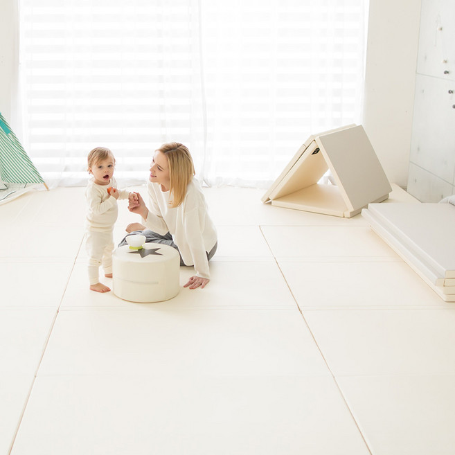 리코코 양면이중코팅 클린롤유아폴더매트, 크림화이트