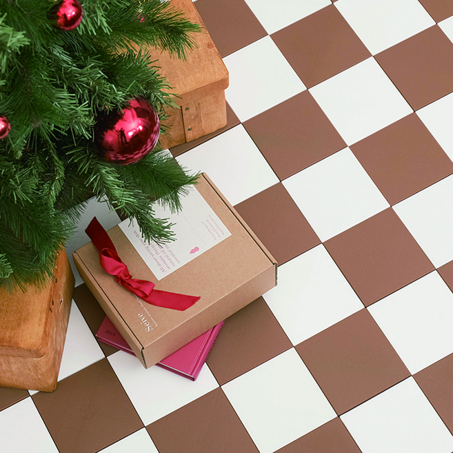 바나코 코즈 컬러 데크 타일 4p 세트 12.6 x 12.6 cm, 화이트, 브라운, 10세트