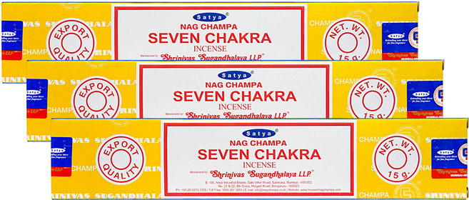 나그참파코리아 인센스 스틱 15g x 3p, 세븐 차크라