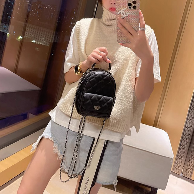 비비에모 여성용 리엘라 다이아 퀼팅 체인 미니 백팩 10708