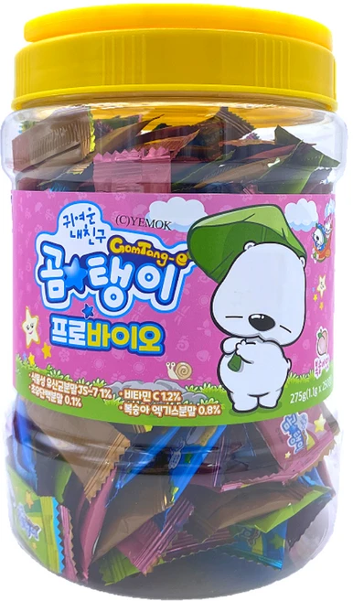 곰탱이 프로바이오 비타민 캔디 250정, 복숭아맛, 275g, 1개 - 쿠팡