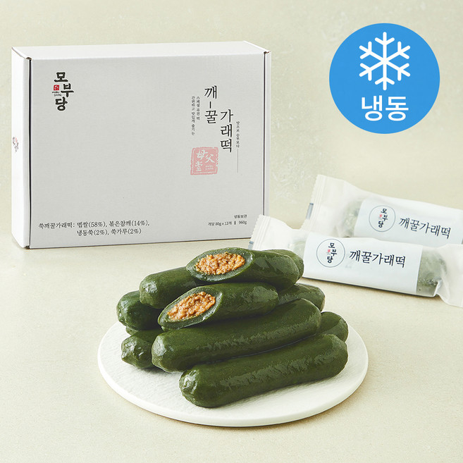 모부당 쑥 깨 꿀 가래떡 (냉동), 80g, 1개, 12개입