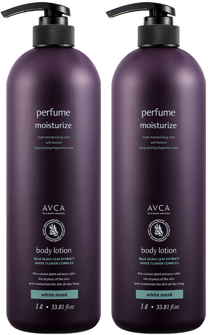 아브카 퍼퓸 대용량 바디로션 화이트머스크향, 2개, 1L