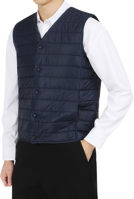 다꾸앙 남성용 히트 투웨이 경량 패딩조끼 E09D11_ov4385