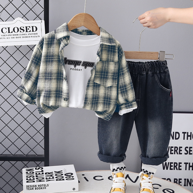 미소파파 남아용 타오 체크셔츠 3종 세트