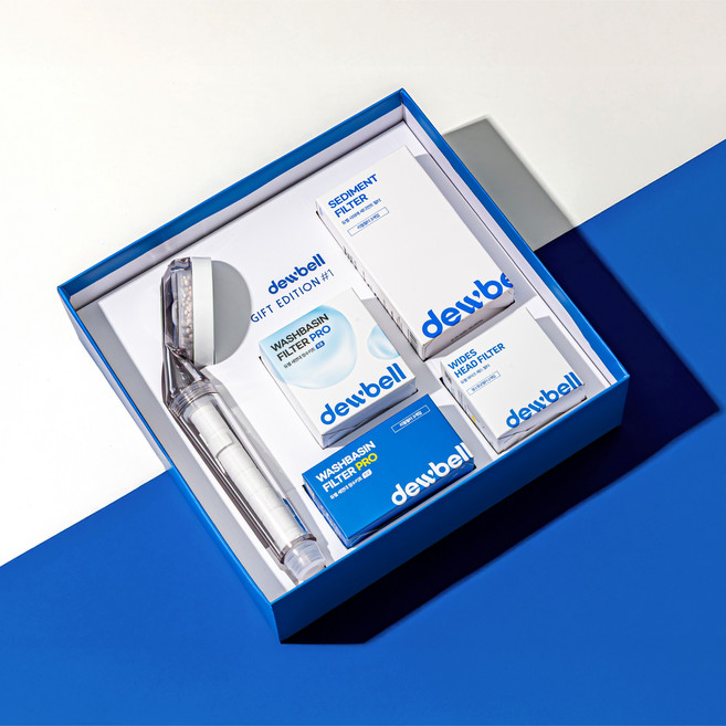 듀벨 샤워기 세면대 리필 필터 포함 선물세트 + 쇼핑백, 1개, 혼합색상