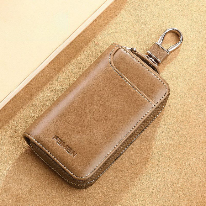 Ez2mk 대용량 다기능 스크래치방지 지갑 키홀더, 브라운, MS-750