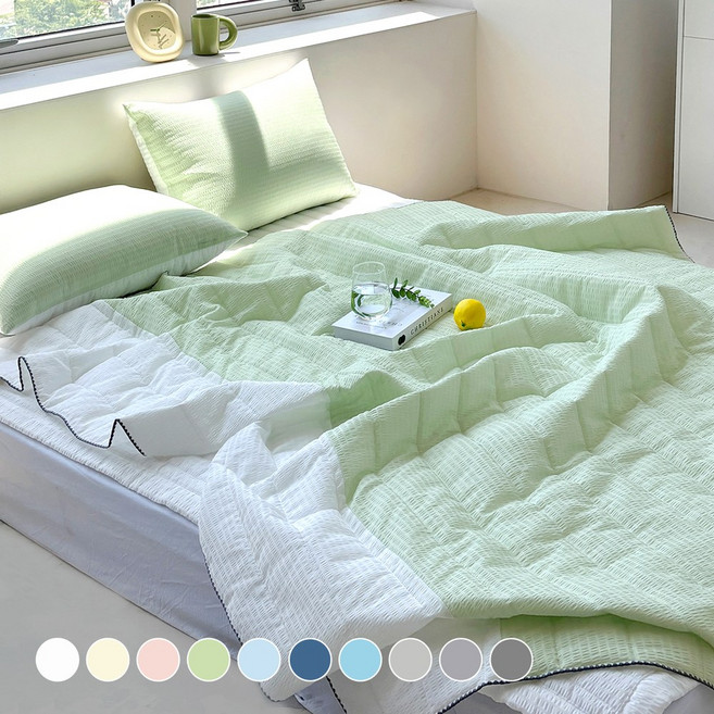 루시드슬립 국내산 오션 시어서커 멜로자수 여름 차렵이불 세트