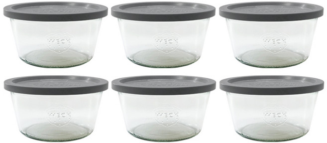 WECK 기본형 유리 저장병 6p + PE뚜껑 그린레이 6p 세트, 290ml, 1세트