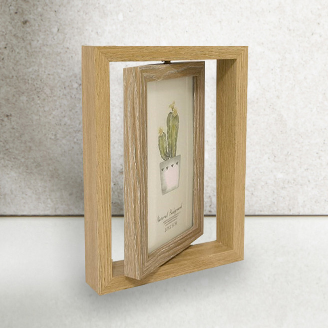 마벨인홈 회전형 신혼 커플 사진 고급 인테리어 액자, 원목, 1개