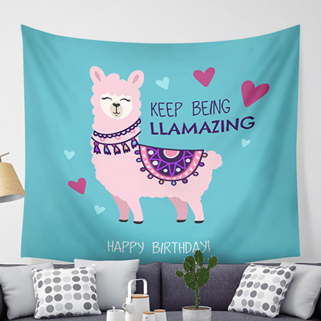 귀욤 파스텔 알파카 일러스트 태피스트리, 20