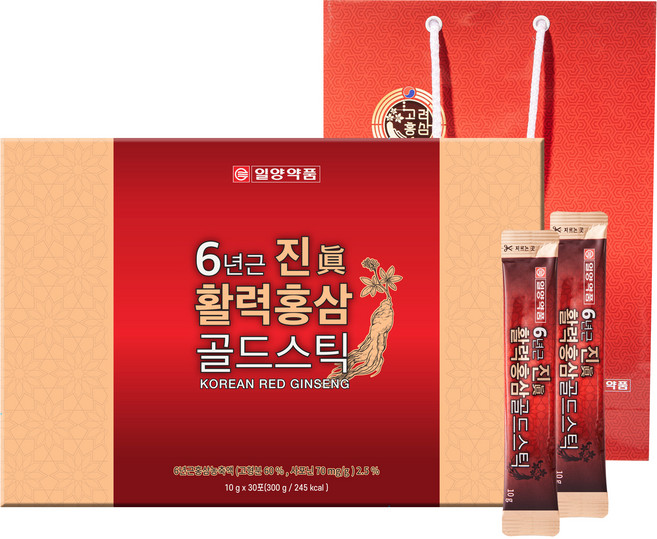일양약품 6년근 진 활력홍삼 골드스틱 30p + 쇼핑백, 1개