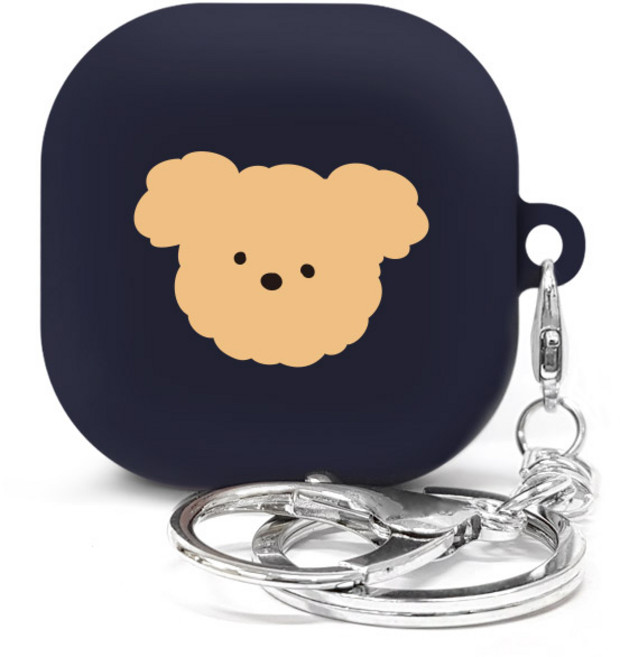LOWWIN Galaxy Buds Pro/Buds Live/Buds 2 TPU印花耳機保護殼, Buds Pro / Live / Buds2, 狗狗棕色 + 海軍藍