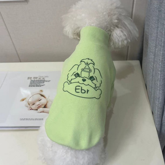 코코스튜디오 반려동물 코코 꽃님이 폴라 기모 티셔츠, 그린, 1개