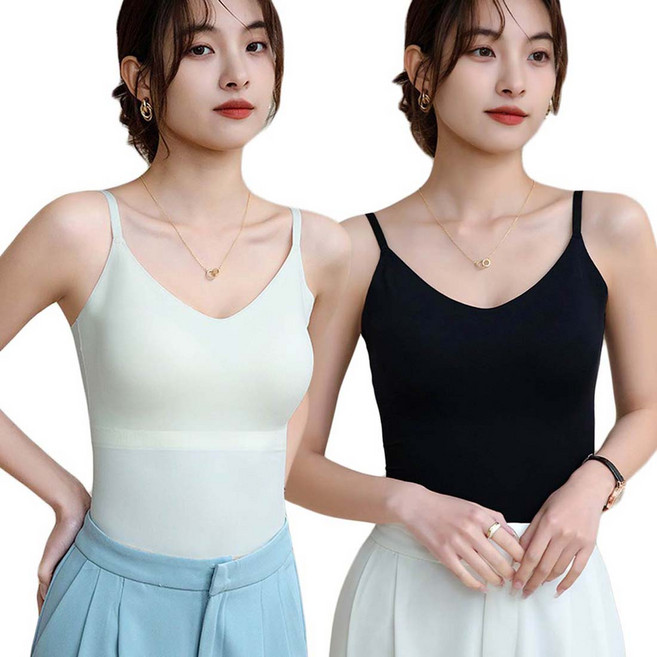 투이스타 심플 브라캡 일체형 나시 캐미솔 2p