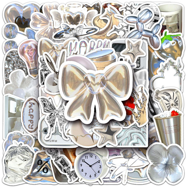 아이엔피 감성충만 방수PVC 꾸미기 스티커 50p, H 블링실버, 1개